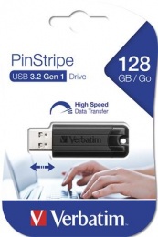 Pendrive, 128GB, USB 3.2, VERBATIM "Pinstripe", fekete